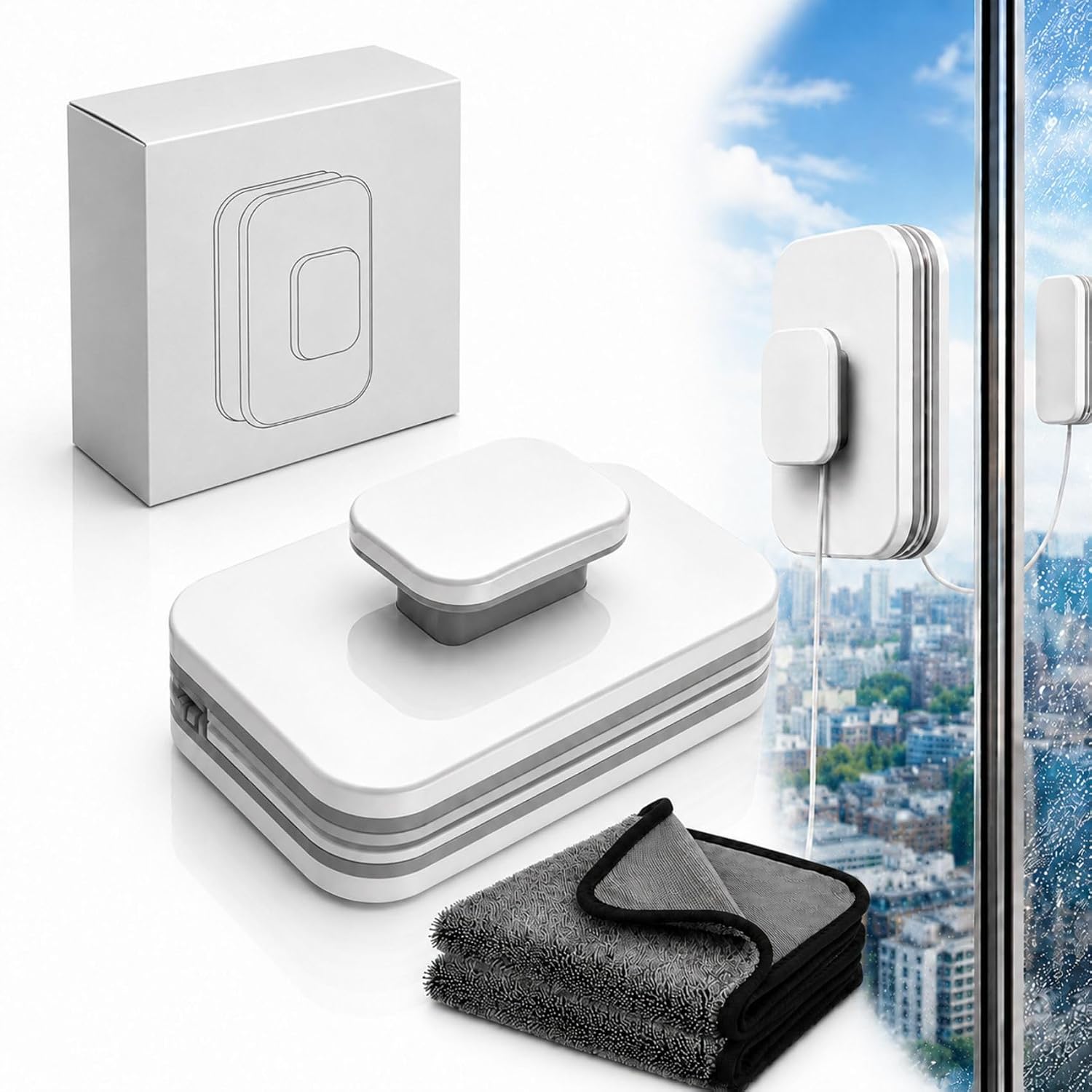 6-In-1 Magnetic Window Cleaner, Double Sided Cleaning Tool,3–10mm