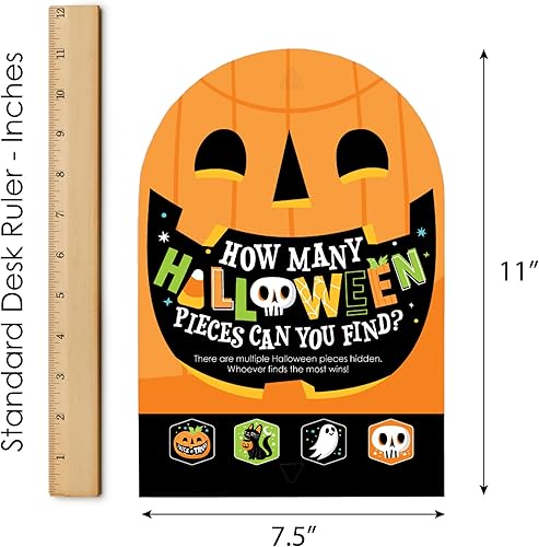 Miniatura 7 de Big Dot of Happiness Jack-O'-Lantern Halloween - Caza del tesoro para fiestas de Halloween para niños, 1 soporte y 48 piezas de juego, juego de