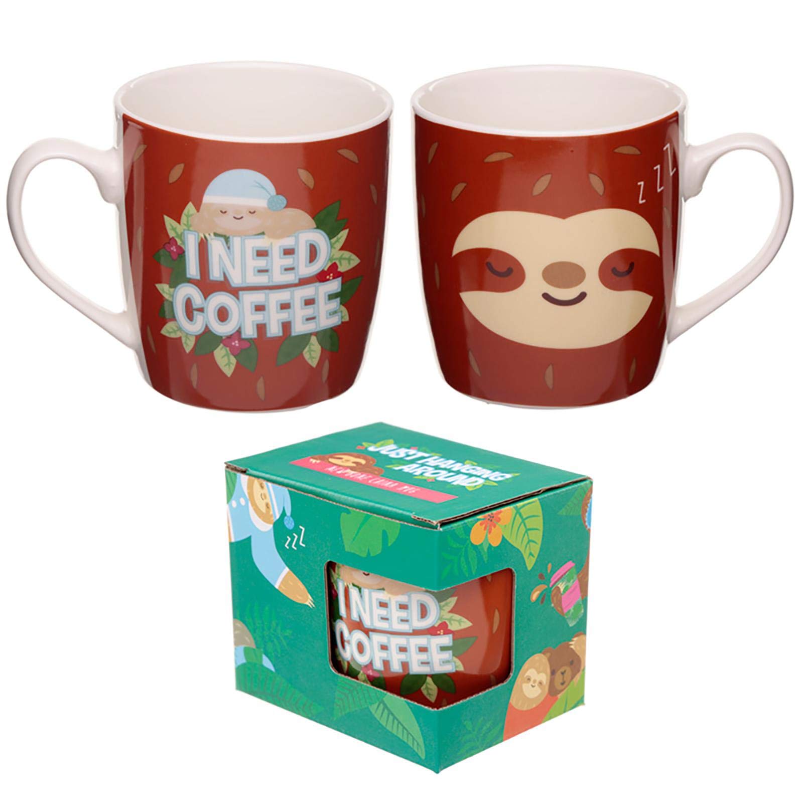 Puckator Multicolor Sloth Design New Bone China Mug