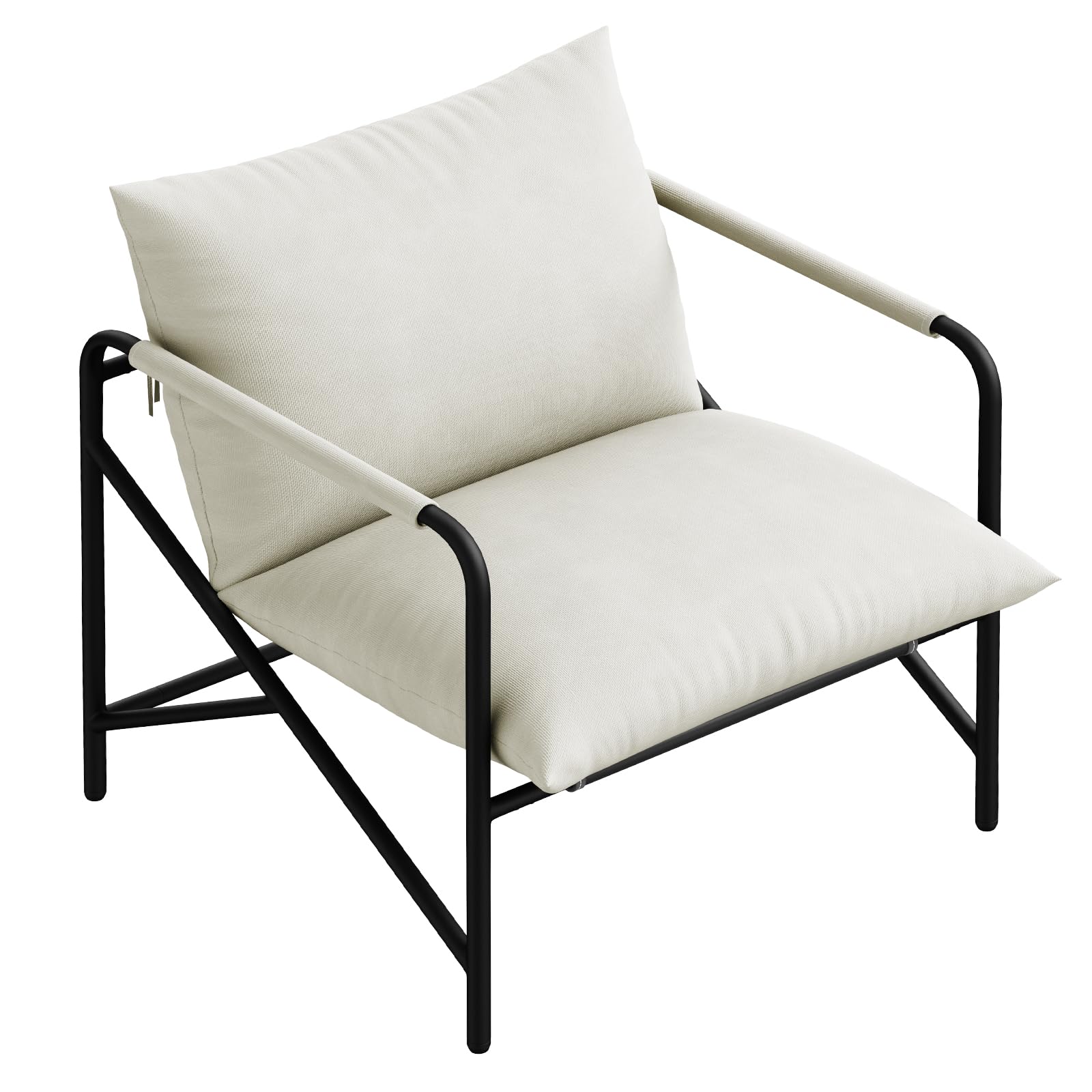 rattantree Sillón Relax Moderno de Salón con Estructura Metálica, Terciopelo Cómodo para Dormitorio y Lectura, Color Blanco (71 x 65 x 65cm)