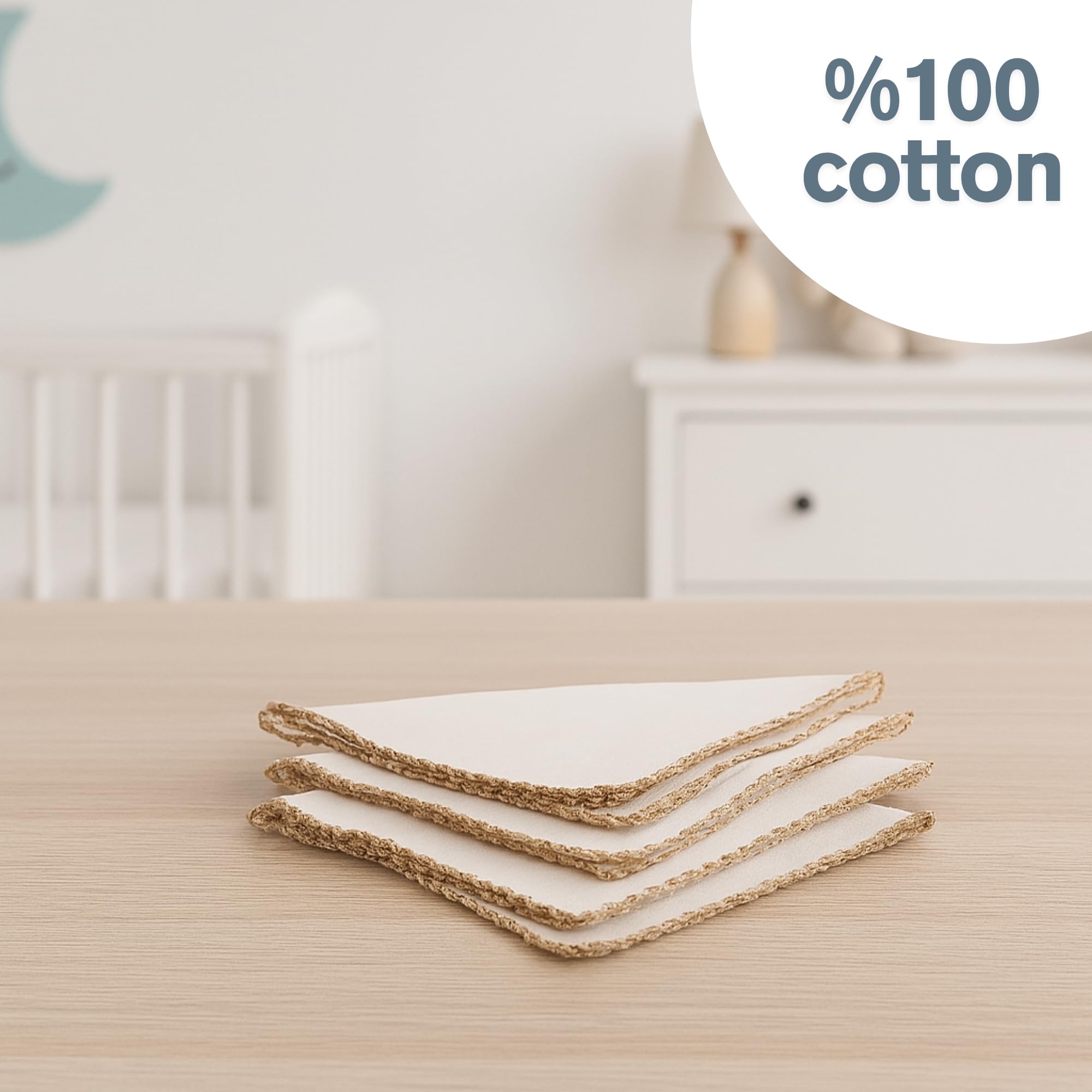 BEBELOP 10 Pack Cotton Washcloths Set, White, 22x22 cm Organic - Image 4