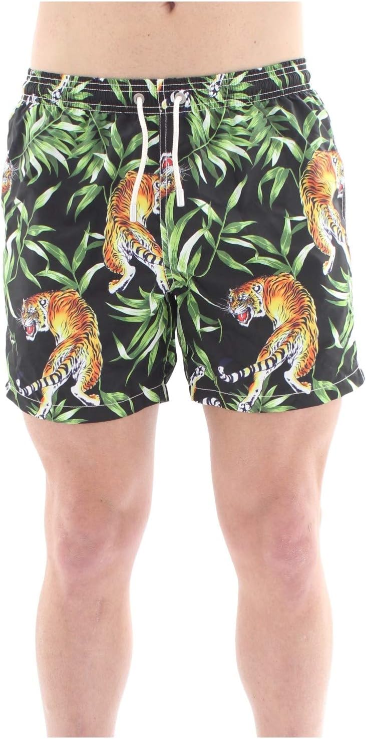 MC2 Saint Barth | Light Swim Short Tiger Leaves Blue | MC2_Lighting TGLV00