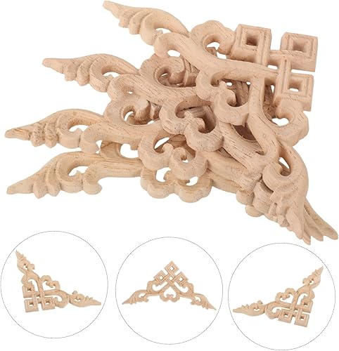 Miniatura 5 de Apliques decorativos de madera, 4 unidades, calcomanías de tallado de madera para esquinas de esquina, adornos para mejorar tu hogar