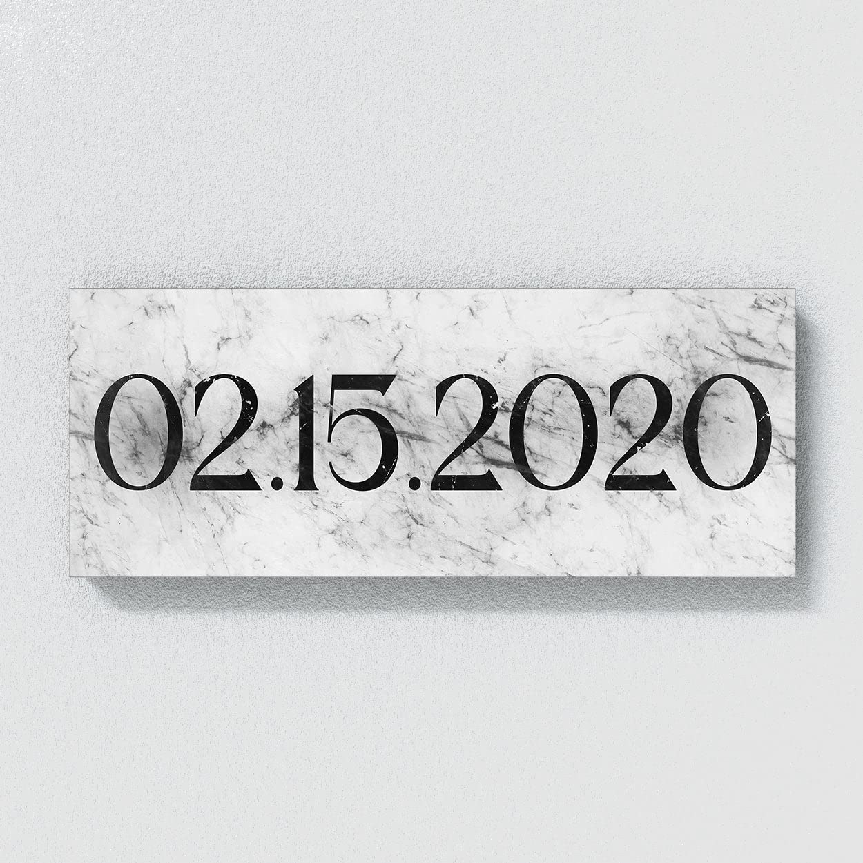 Cartel personalizado de mármol blanco con fecha de aniversario, lienzo personalizado, decoración del hogar, póster de pared, pintura pequeña de 20 x 8 pulgadas, lienzo de sentido