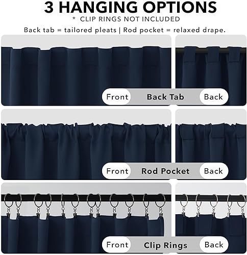 Miniatura 2 de Deconovo Cortinas opacas con aislamiento térmico, trabillas traseras y jareta para cortinero, para oscurecer la habitación, 70 pulgadas de ancho x