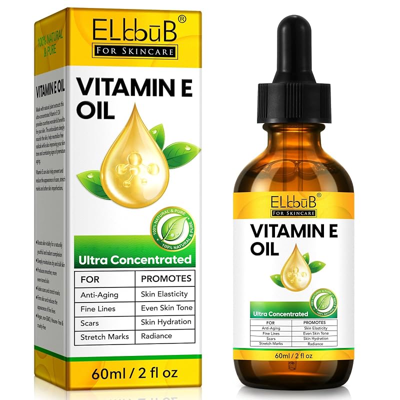 Óleo de Vitamina E ELBBUB, 75.000 IU, para cuidados da pele, cabelo e unhas