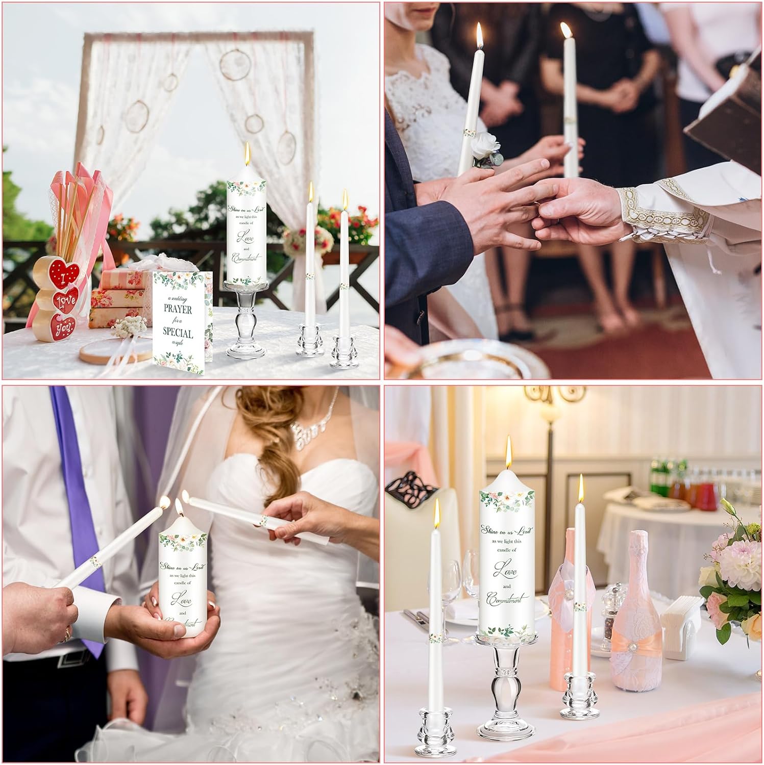 Layhit Unity Wedding Candles Ceremony Set with Glass Candlesticks Holders and Decor for Religious Anniversary Big Events Gifts for Couple
