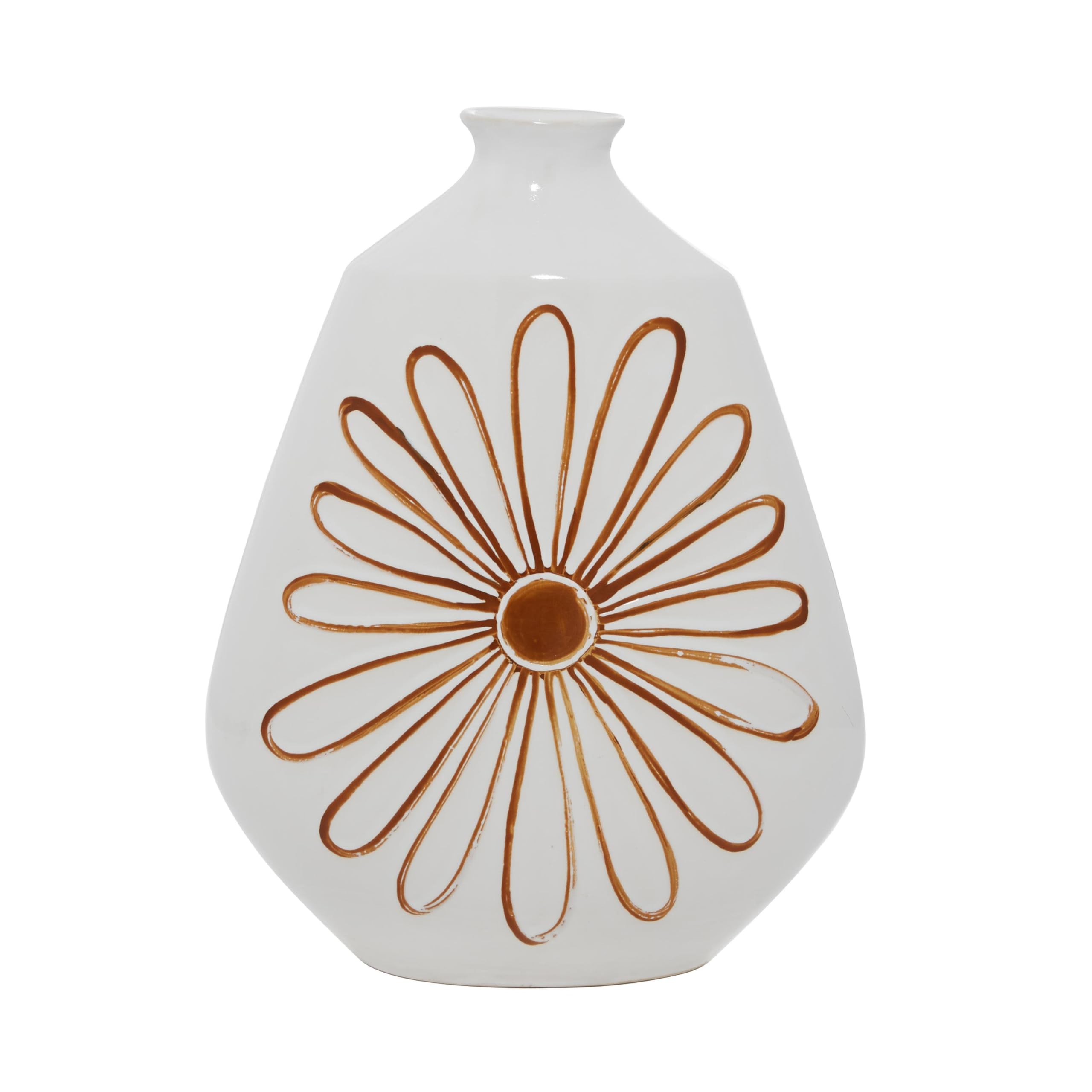 Vase floral en céramique Deco 79 objet décoratif artisanal haut de gamme blanc 45,7 cm