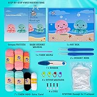 Vista 44 de Crochetta Kit de ganchillo para principiantes, kit de animales de ganchillo Amigurumi con tutoriales en video paso a paso, paquete de inicio