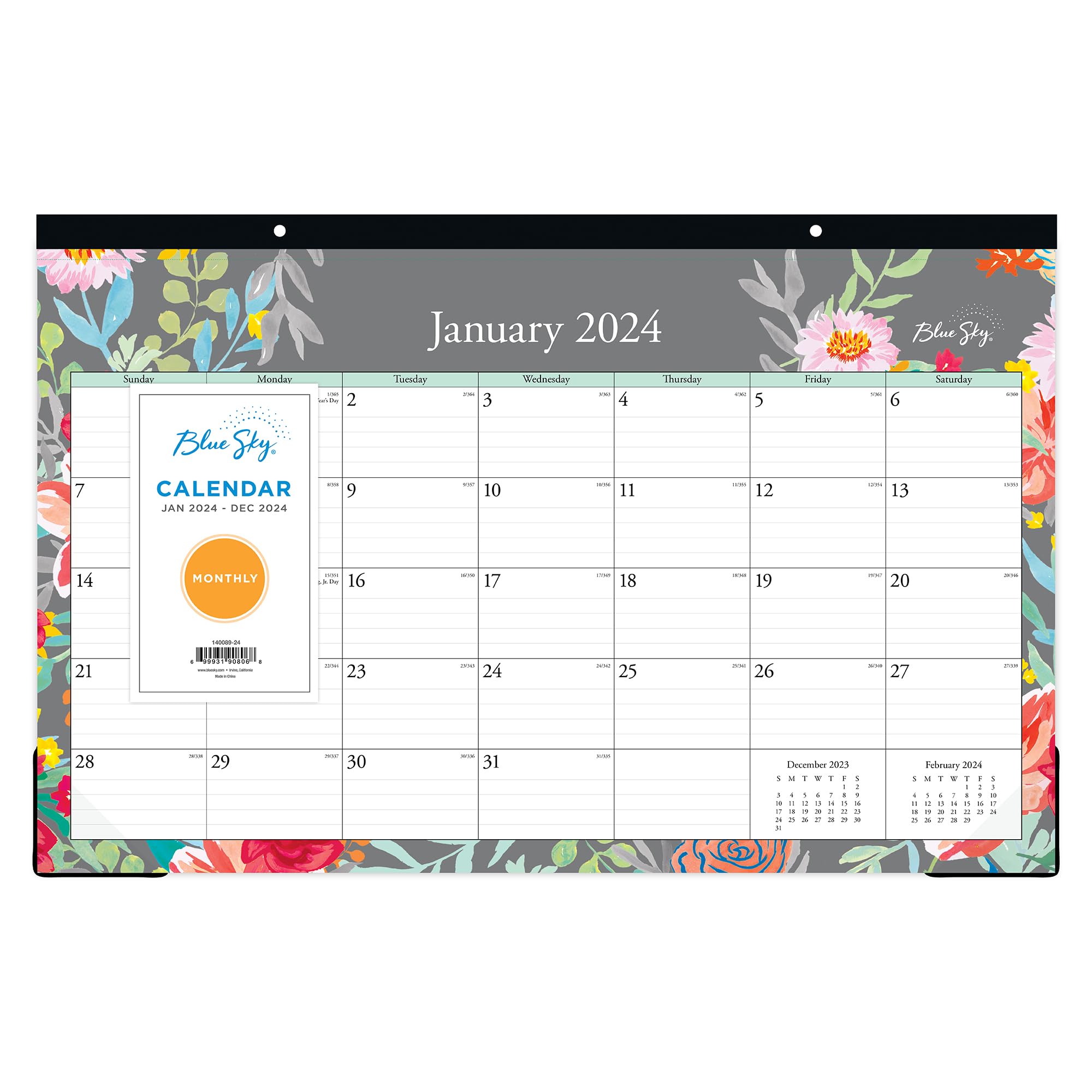 Blue Sky Sophie (140089-24) - Calendario mensile da scrivania 2024, da gennaio a dicembre, 43,2 x 27,9 cm, rilegatura a nastro, perforato a due fori, blocchi a righe, motivo: Sophie