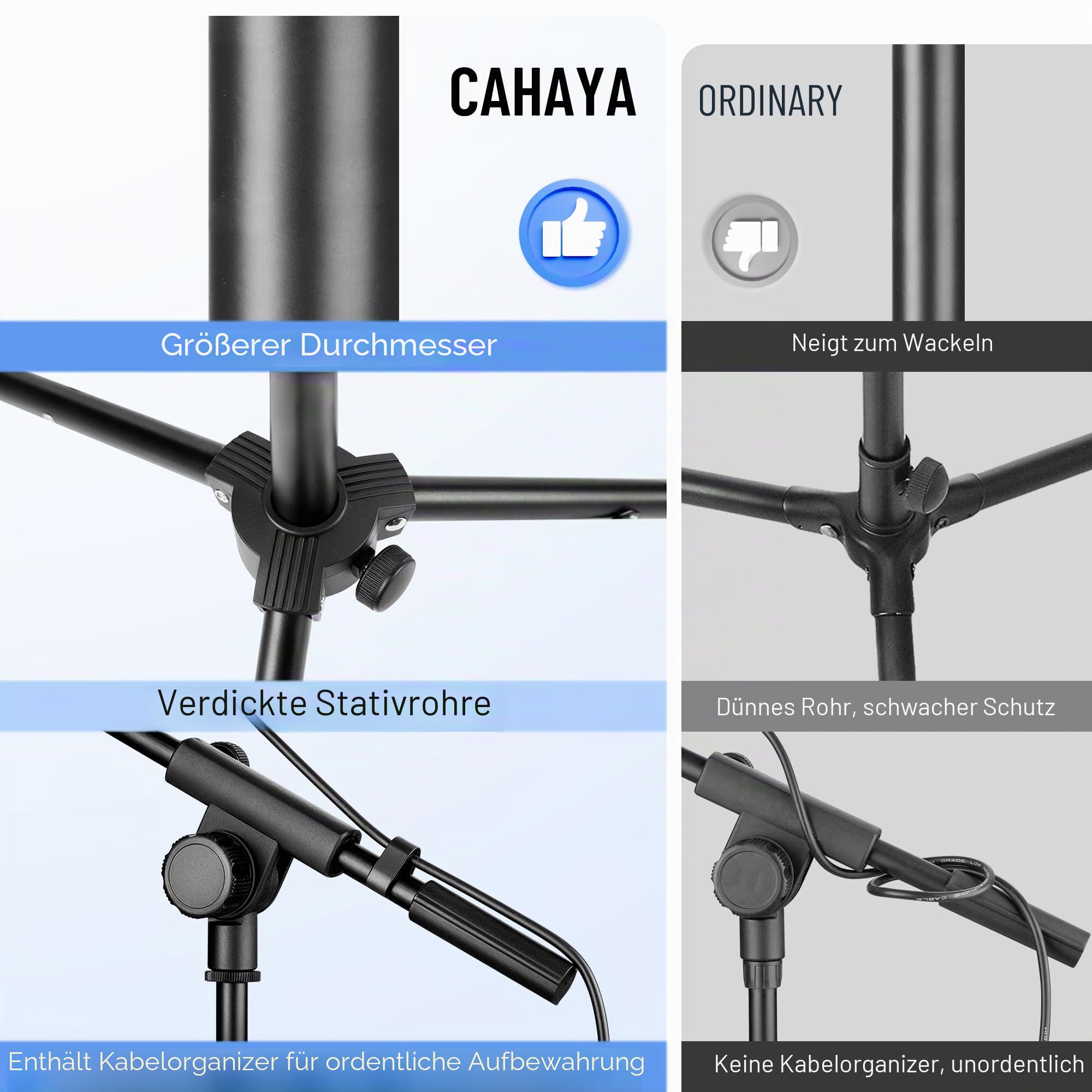 CAHAYA Stativ Galgen Blatt Mikrofon Ständer Metall Tragbar mit Tragetasche für Performance Gesang Rede Hochzeit Bühne und Outdoor CY0239