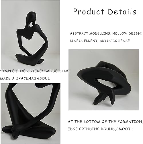Miniatura 4 de CynynYxy Estatuas modernas de pensador para decoración del hogar, 3 piezas de escultura abstracta de resina para sentarse, decoración del hogar para