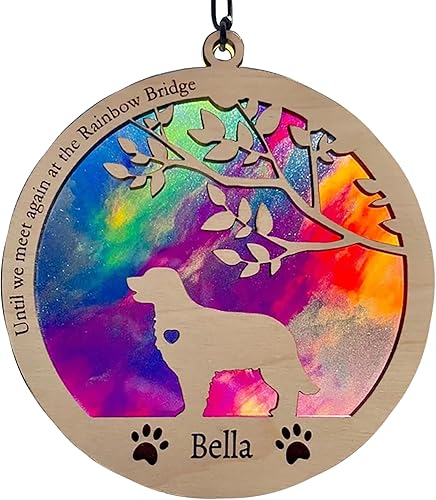 Regalo conmemorativo personalizado para la pérdida de perro, adorno en capas de puente de arco iris, adorno personalizado para la pérdida de perro,