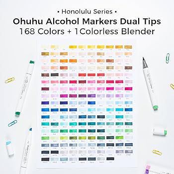 【良品】Ohuhu 168色　アルコールマーカー Ohuhu Honolulu 168 Colors Dual Tips Alcohol Art Markers