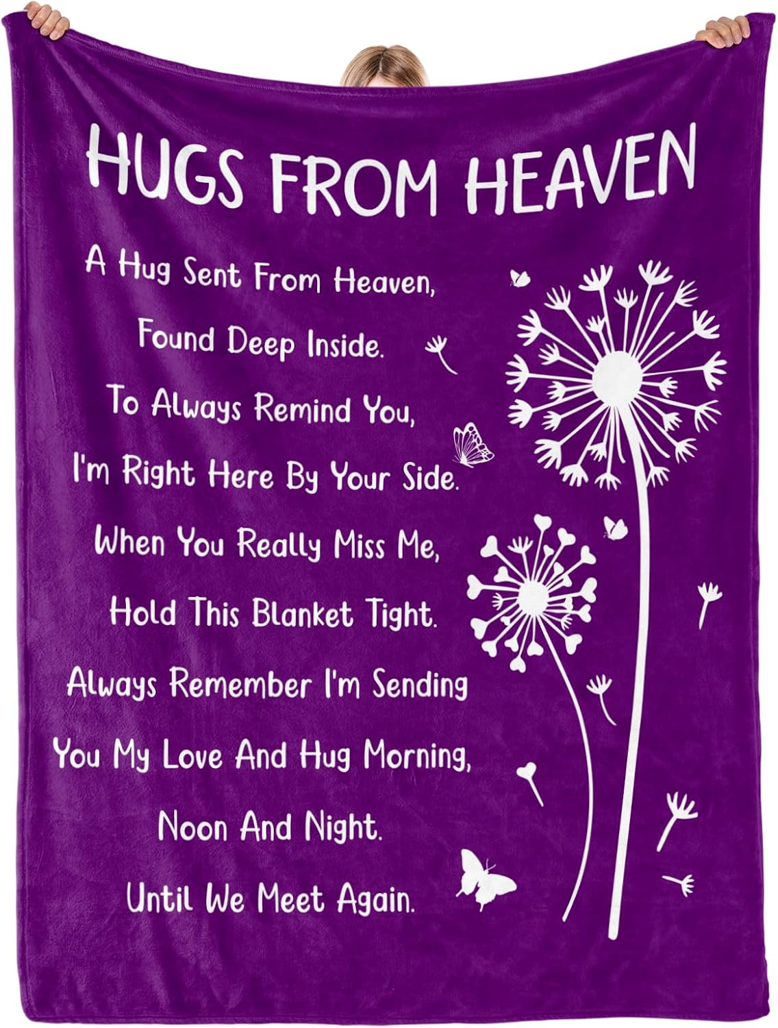 Memorial/Sympathy/Bereavement Gifts for Loss of Loved One Mom Dad, Sympathy/Condolences Gift for Loss, Hugs from Heaven Memorial Blanket, Soft Purple Sympathy Throw Blanket for Couch 60" x 50"
