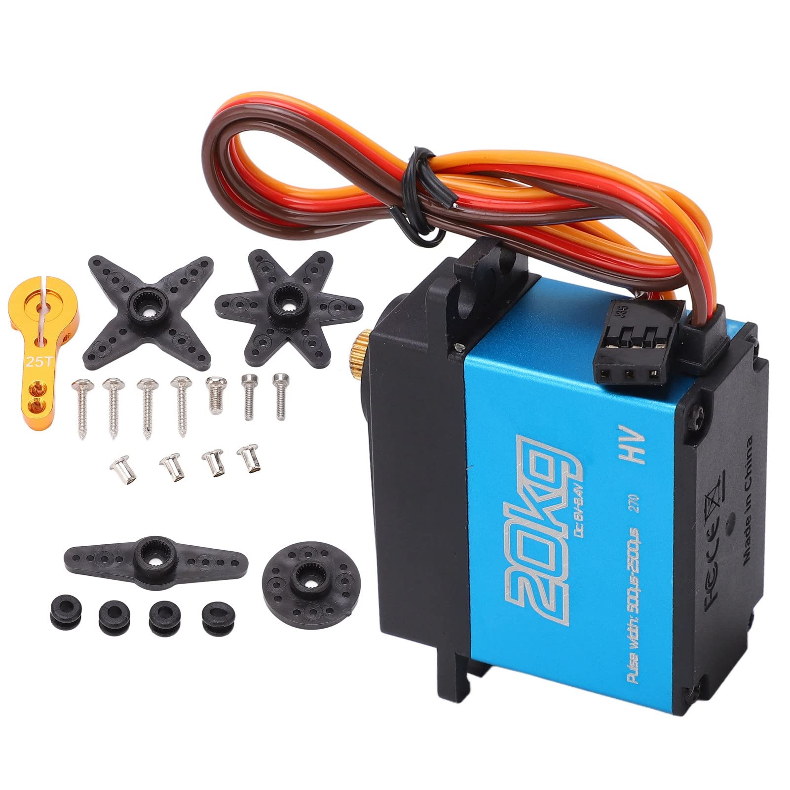 20 kg Servo RC digital de alto par con engranaje de metal para coches RC a escala 1/10 1/12 Robots y barcos Carcasa de aluminio 40 x 20 x 40 5 mm Paquete de 4