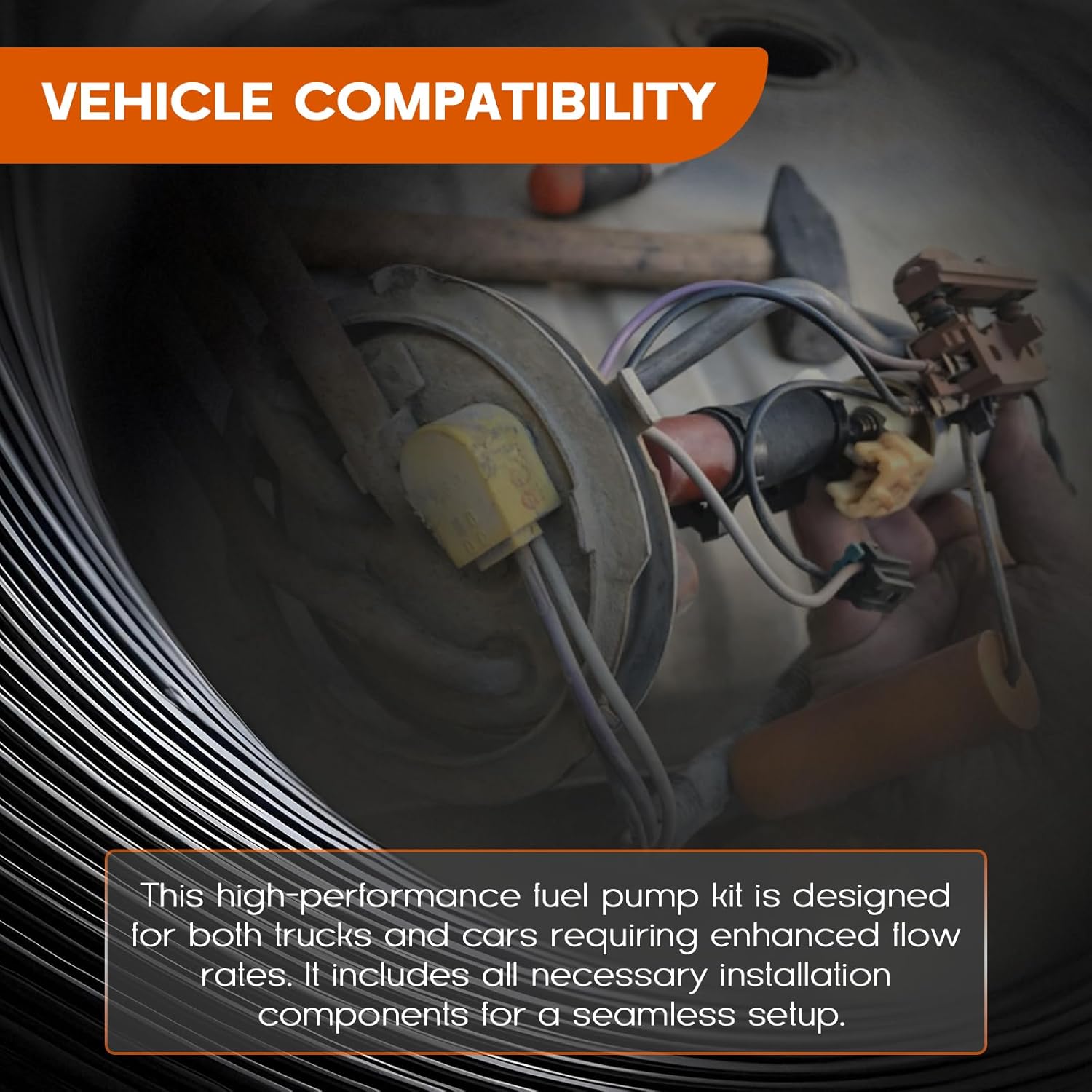 255LPH High Performance Electric Fuel Pump Compatible With Walbro GSS340,Include Installation Kits