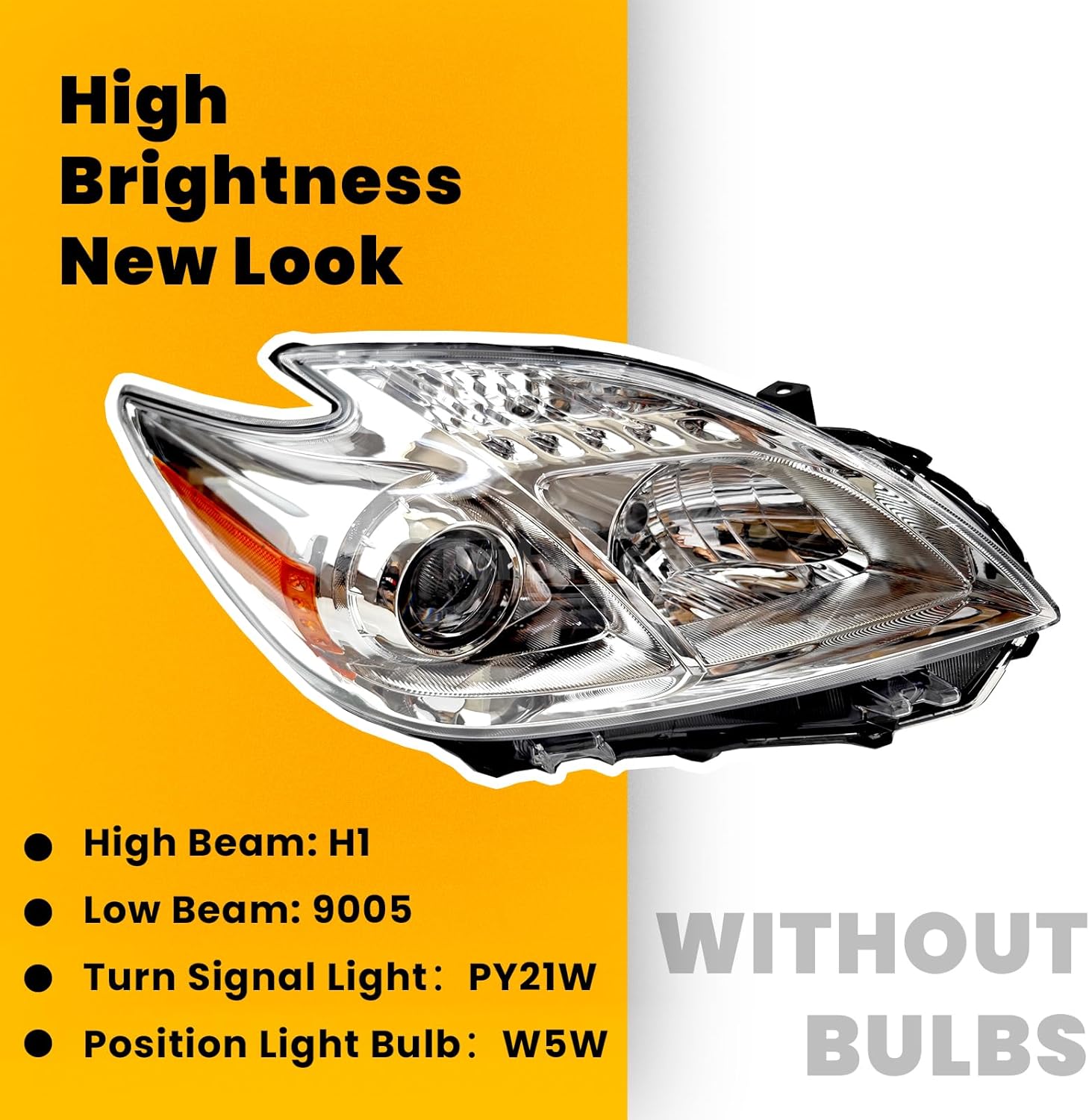 Headlights Replacement for Toyota Prius 2010 2011 2012 2013 2014 2015, Headlight Clear Lens Left Driver Side Front Head Light Headlamp Replacement for Toyota Prius 2010-2015