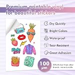 Koala Printable Sticker en vinyle pour imprimantes jet d'encre - 100 Feuilles Papier adhésif à l'épreuve de l'eau blanc brillant - 8.5x11 pouce, résistant à la déchirure, amovible