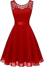 BeryLove Women's Short Homecoming Dresses for Teens Sleeveless Flowy A Line Wedding Guest Lace Formal Dress