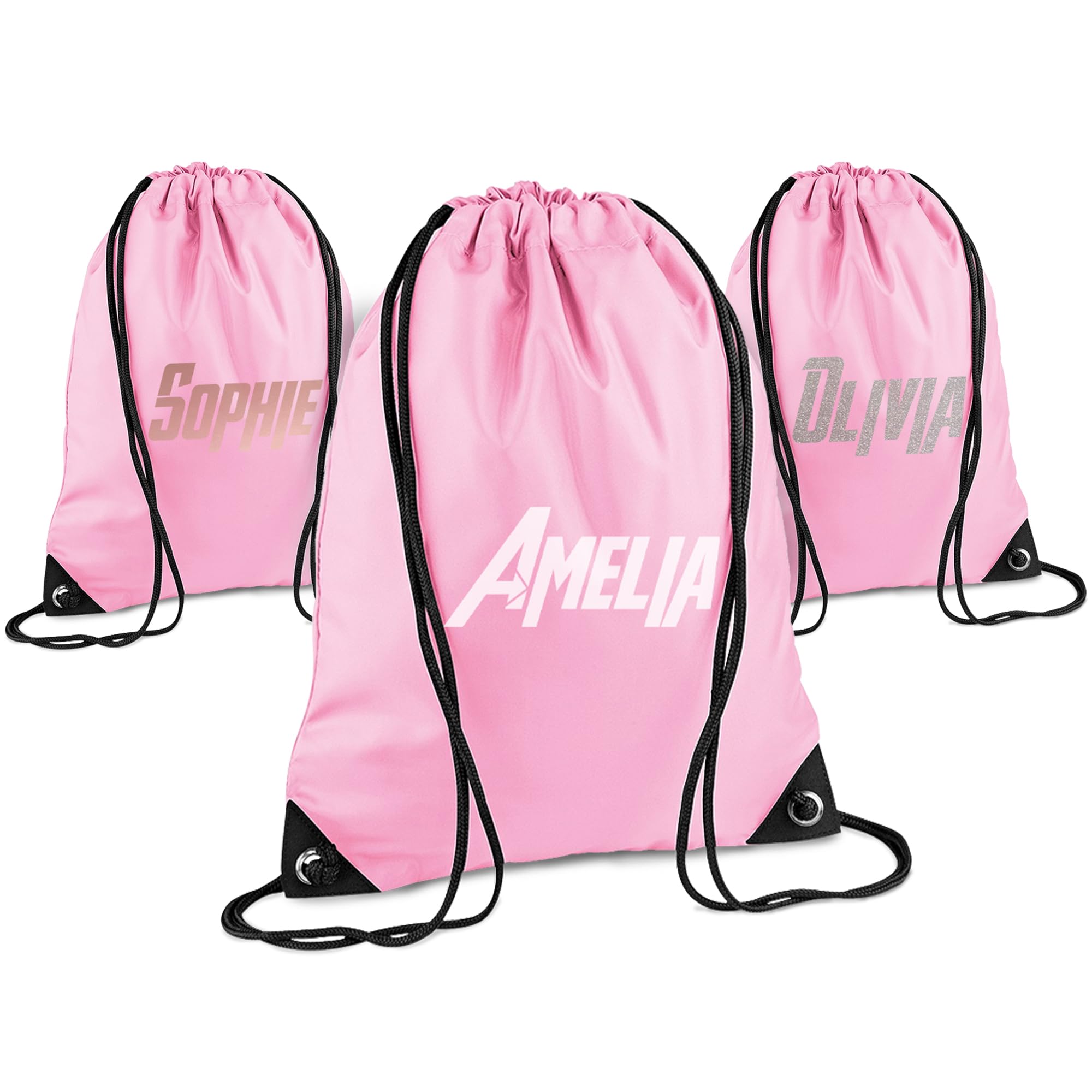Print Maniacs Personalised Drawstring Bag for Kids Back to School PE Bag, Swim Bag with Name Ideal for Boys, Girls, Toddlers,and Primary School Students Perfect School Bag Pink