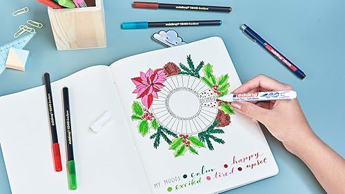 Miniatura 8 de edding Colour Happy Big Box - Juego de 70 bolígrafos de pincel, bolígrafos de color, rodillo de gel, bolígrafo pastel, bolígrafo de punta fina -