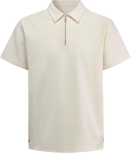 Mens Polo-Shirts - Patchwork Zipper Solid Color Premium Design Short Sleeve Simp
