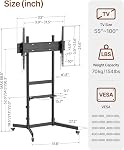 Roulements lourds TV Support pour les téléviseurs 55-100", 165 lbs.. ..mobile grand écran TV chariot, roues de verrouillage, étagère média, gestion de câble et VESA jusqu'à 800x600