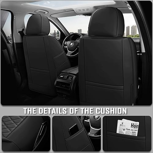 Miniatura 2 de Juego completo de fundas de asiento de automóvil, 5 asientos, universales, impermeables, de cuero, para la parte delantera y trasera, protectores