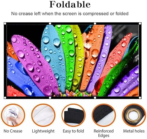 Miniatura 3 de Pantalla de proyector de 100 pulgadas 169 HD 3D plegable pantallas de películas portátiles para cine en casa oficina fiesta aula antiarrugas soporte