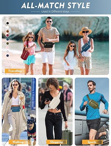 Miniatura 7 de FIORETTO Riñoneras para mujeres y hombres, a la moda, mini bolso cruzado con correa ajustable, bolsa pequeña para la cintura para correr,