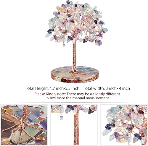 Miniatura 8 de Rockcloud Árbol de dinero con piedra natural de cristal citrino con base de ágata, árbol bonsái Feng Shui, decoración de escritorio para la riqueza
