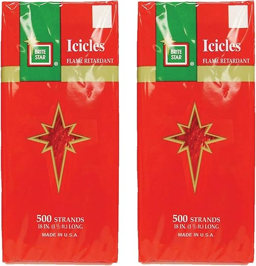 Brite Star 500 Strands Icicles Tinsel, Red (Set of 2)