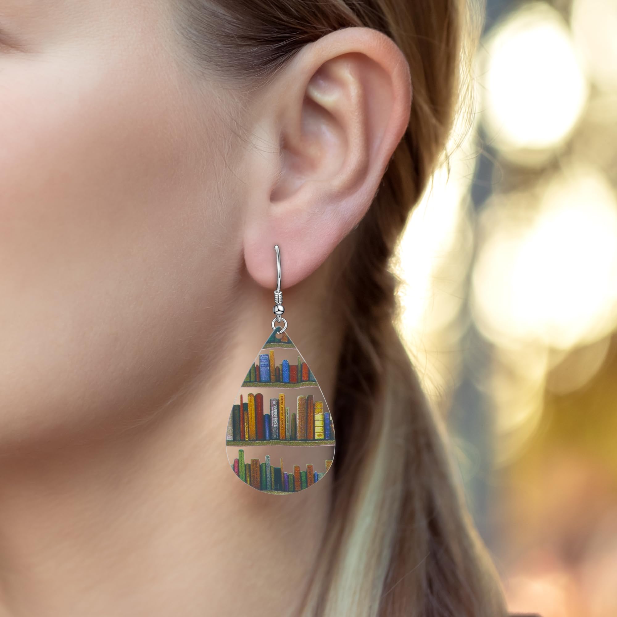 DAYANEY Teacher Earrings for Women as Teacher Appreciation Retirement Gifts, Book Cat Pencil Librarian School Earrings as Book Lovers Readers Bookish Gifts for Teachers Students Women Birthday Gift