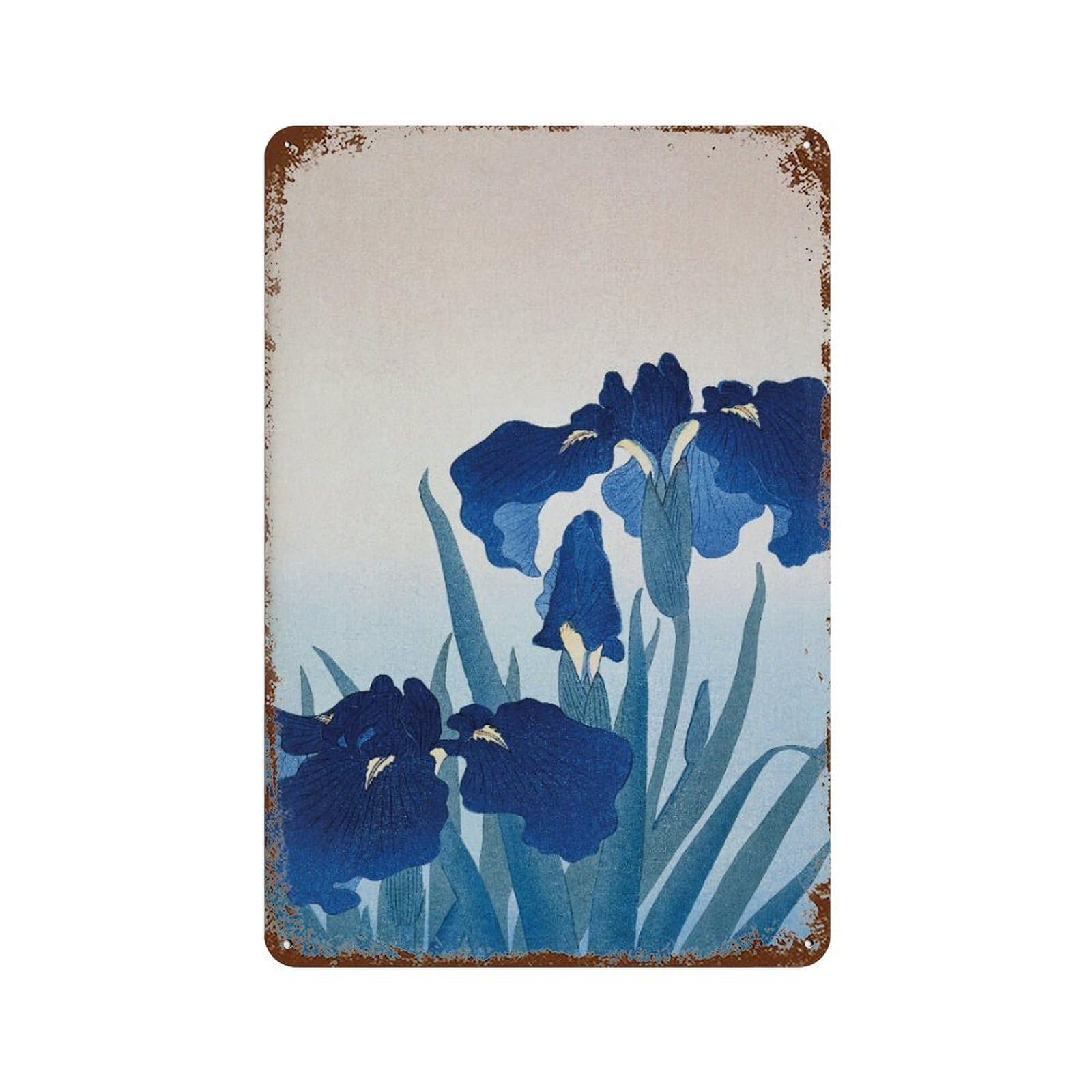 xiaoxiaoshen Ohara Koson Iris Flowers Vintage Japanese Wall Decor Art Metal Tin Poster Modern Home Decor Art Home Bar Shop Decorations Vintage Sign 30x20cm