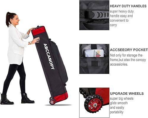 Miniatura 6 de ABCCANOPY - Toldo de 10 x 10 pies, plegable, portátil, con paredes laterales a juego, bolsas de peso, bolsa con ruedas, con marquesina adicional