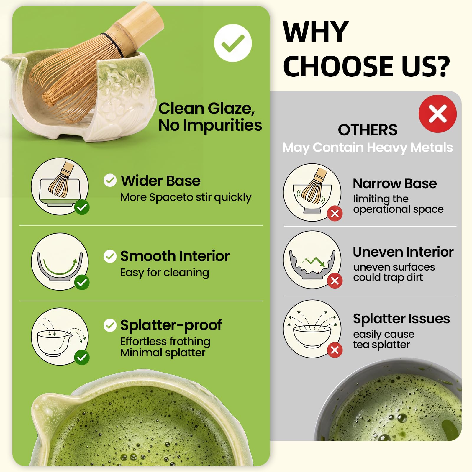Juego de 8 batidores matcha (verde degradado)