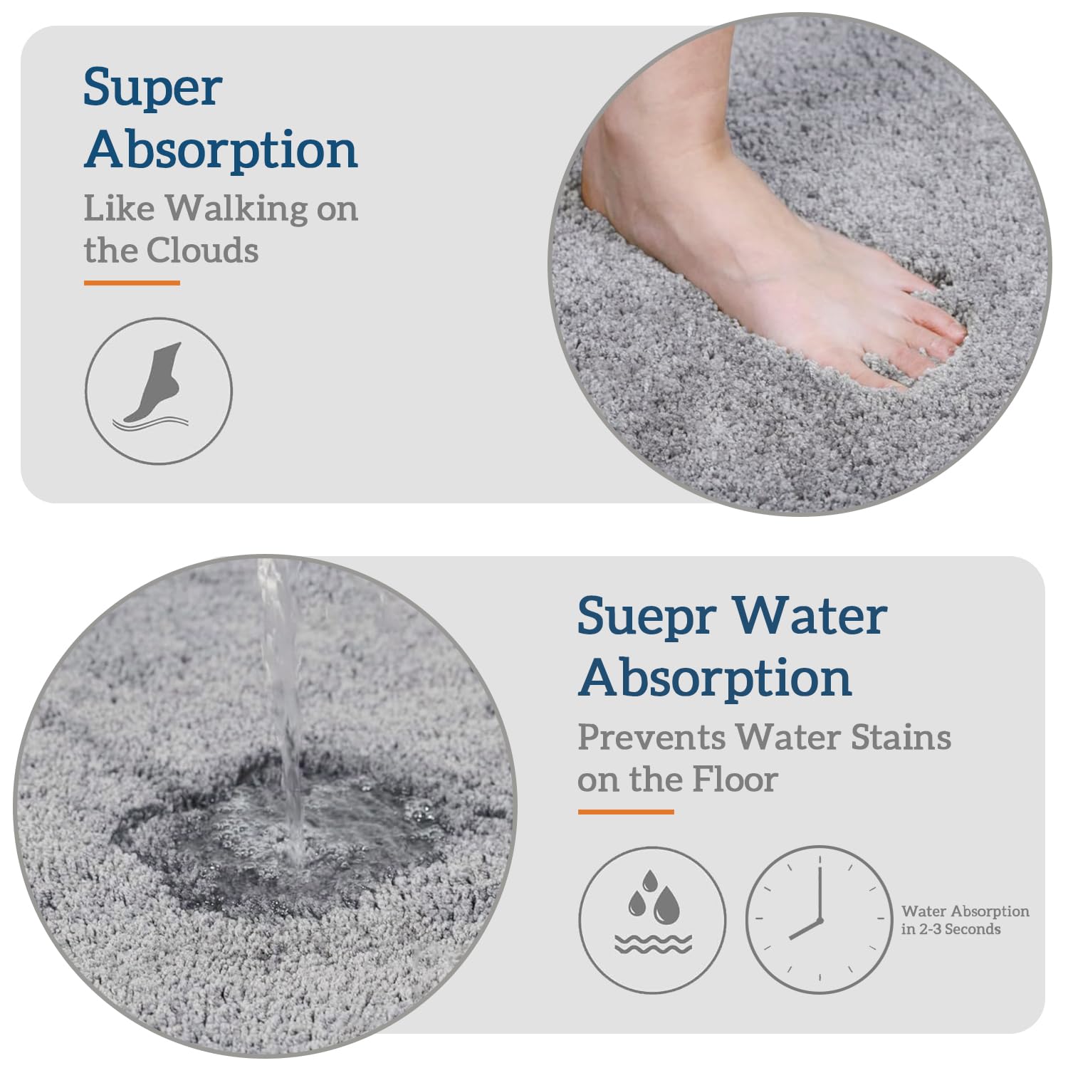 RONGJUKD L-Shaped Bath Mat & Shower Mat,Corner Bath Mat, Non-Slip Absorbent Carpet for Corner Showers & Tubs - Image 4