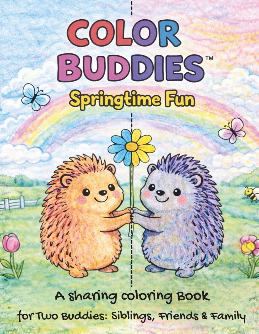 Color Buddies: Springtime Fun: A Sharing Coloring Book for Two Kids | Fold & Reveal Surprise Pages for Twins, Siblings & Friends
