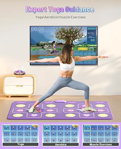 Vista 14 de Alfombrilla de baile para niños y adultos, antideslizante, inalámbrica, electrónica para televisión, sin arrugas, suave y acogedora para ejercicio