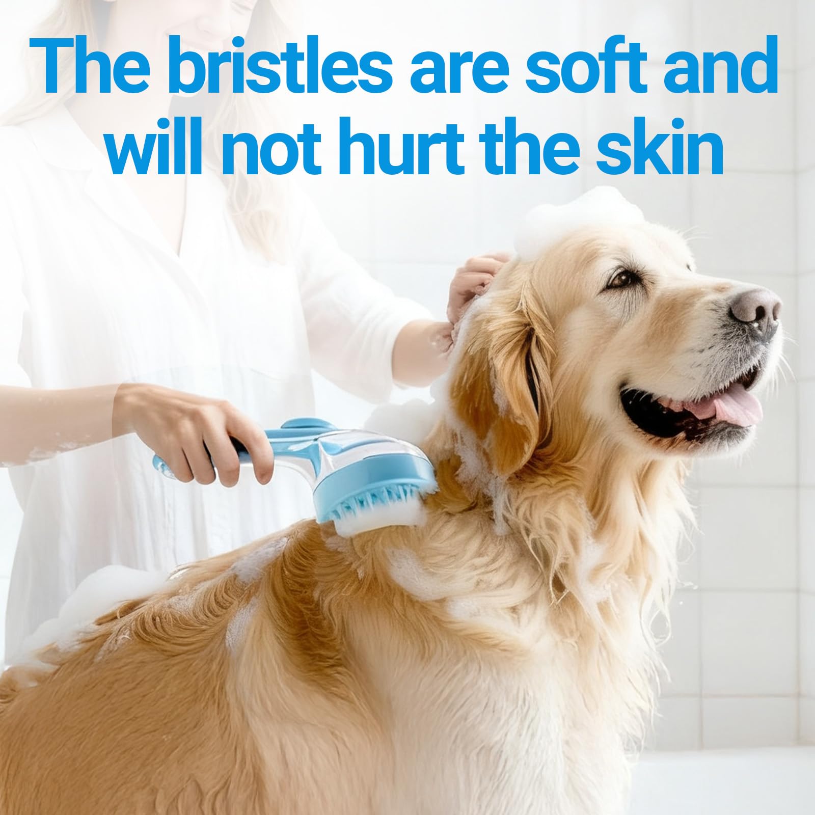 Pet Bath Brush, 2Pcs Dog Bath Brush 2 in 1 Dog Shampoo Brush with Built-in Soap Dispenser for Showering Long Short Haired Dogs Cats - image 7