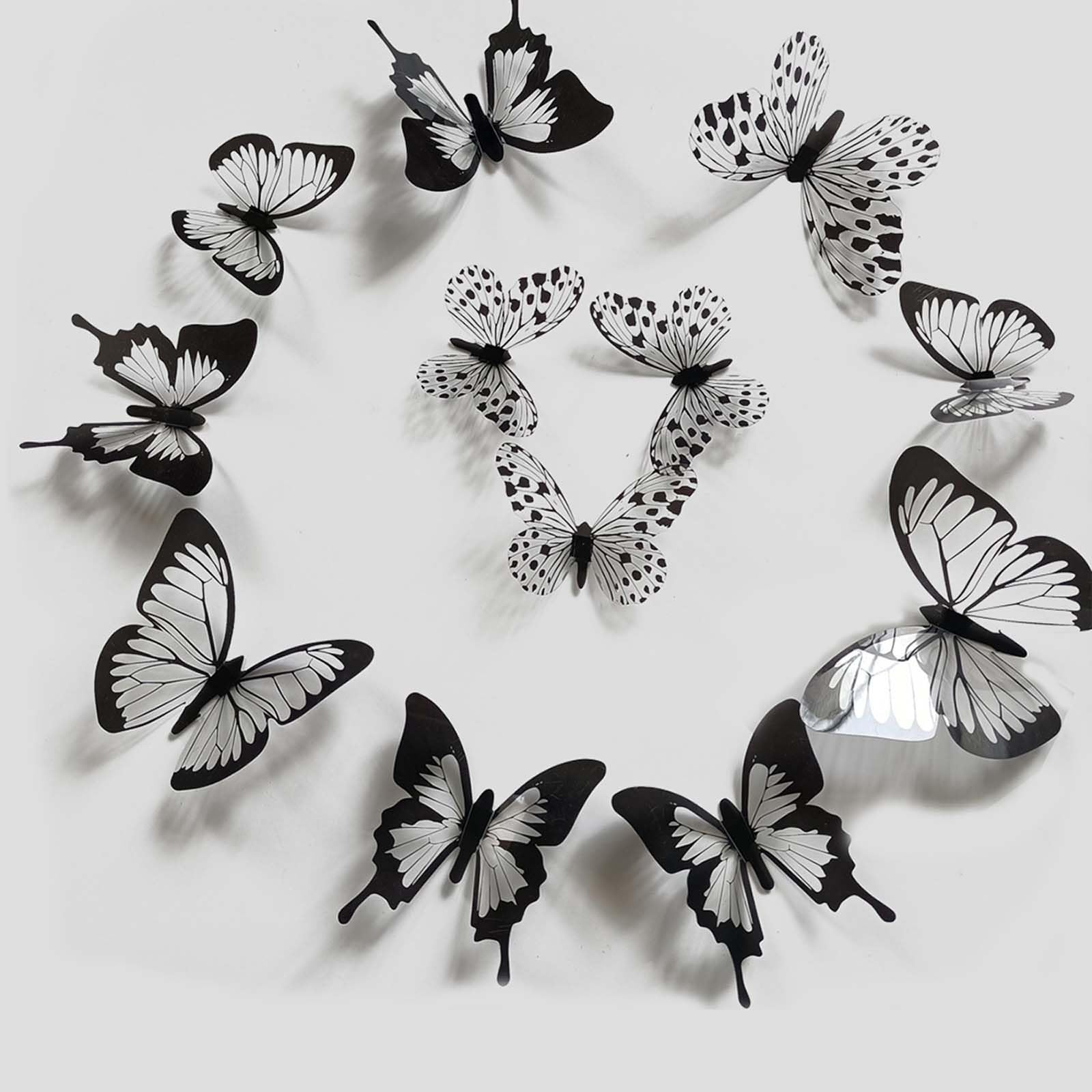 Adesivi Murali Farfalle 3D Decorazioni Parete Nere Sticker Murali Farfalla Decorativi per Camera da Letto Soggiorno Cameretta Bambini Ufficio - Set da 12 Pezzi