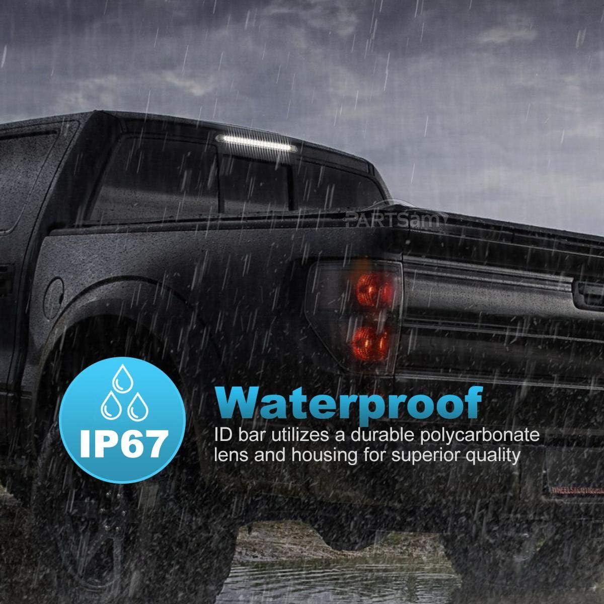 Partsam 2Pcs 17 Inch White Led Truck Trailer Light Bar 40 LED Clear Lens Dual Row, Sealed White 17" LED Waterproof Light Bar Backup Reverse Dome Interior Marker Lights for Pickup RV