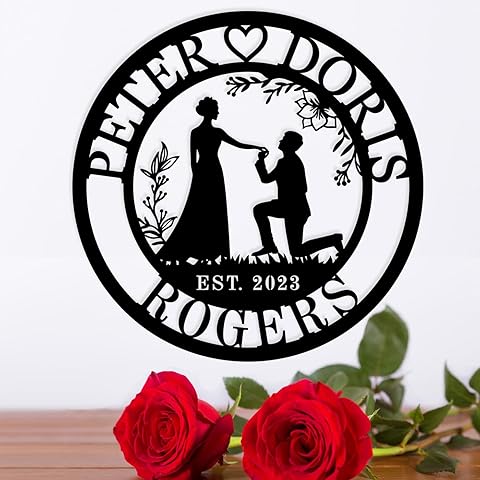 Personalized Metal Wedding Sign - Custom Name Wall Decor for Couples, Unique Wedding Gift for Newlyweds, Engagement or for Husband and Wife