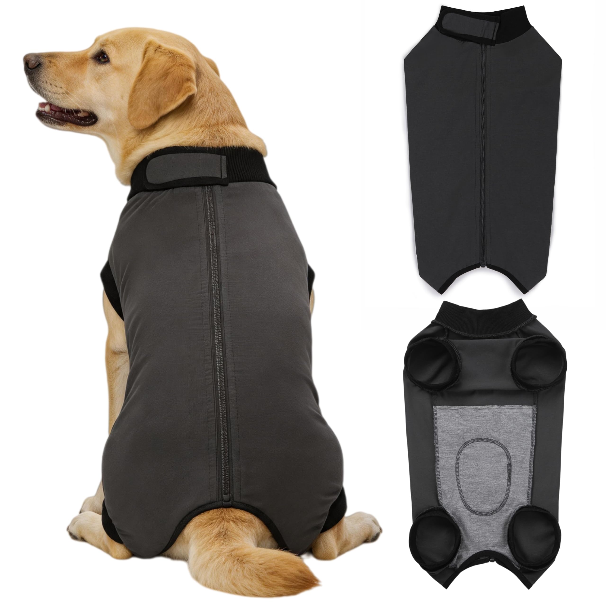 Dog Recovery Suit After Surgery, Abdominal Wound Protection Onesie, Anti-Licking Substitute for E-Collar & Cone, Relieves Anxiety, Easy to Put On, Suitable for Male & Female Dogs (Black, XX-Large)