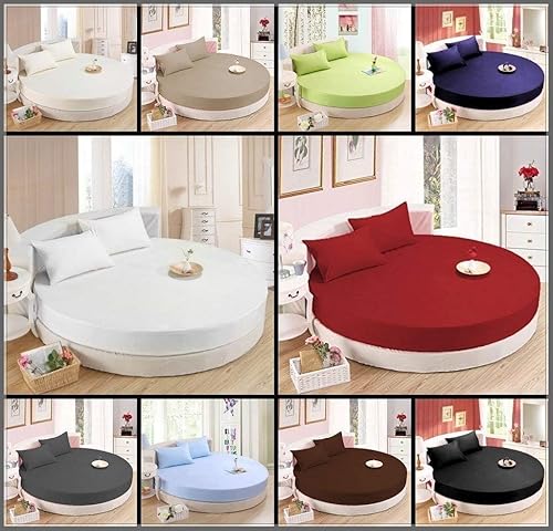 Miniatura 4 de Juego de sábanas redondas de 600 hilos de 4 piezas, color blanco sólido (96 pulgadas de diámetro, tamaño estándar) se adapta a hasta 9 a 15