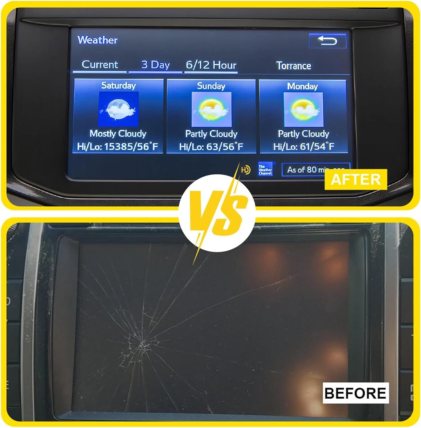 Touch Screen Digitizer Glass on Navigation Radio LCD 6.1 inch 8 Pin for Toyota Tacoma 4Runner Highlander Tundra Avalon 2014-2019 Replaced OE# LA061WV1 (TD)(01) (W/O LCD)