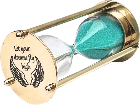 Vintage Solid Brass Sand Timer Fully Functional Hour Glass with Green Sand Maritime Item 1 Minute Duration Decorative Nautical Vintage Style Brass Hourglass