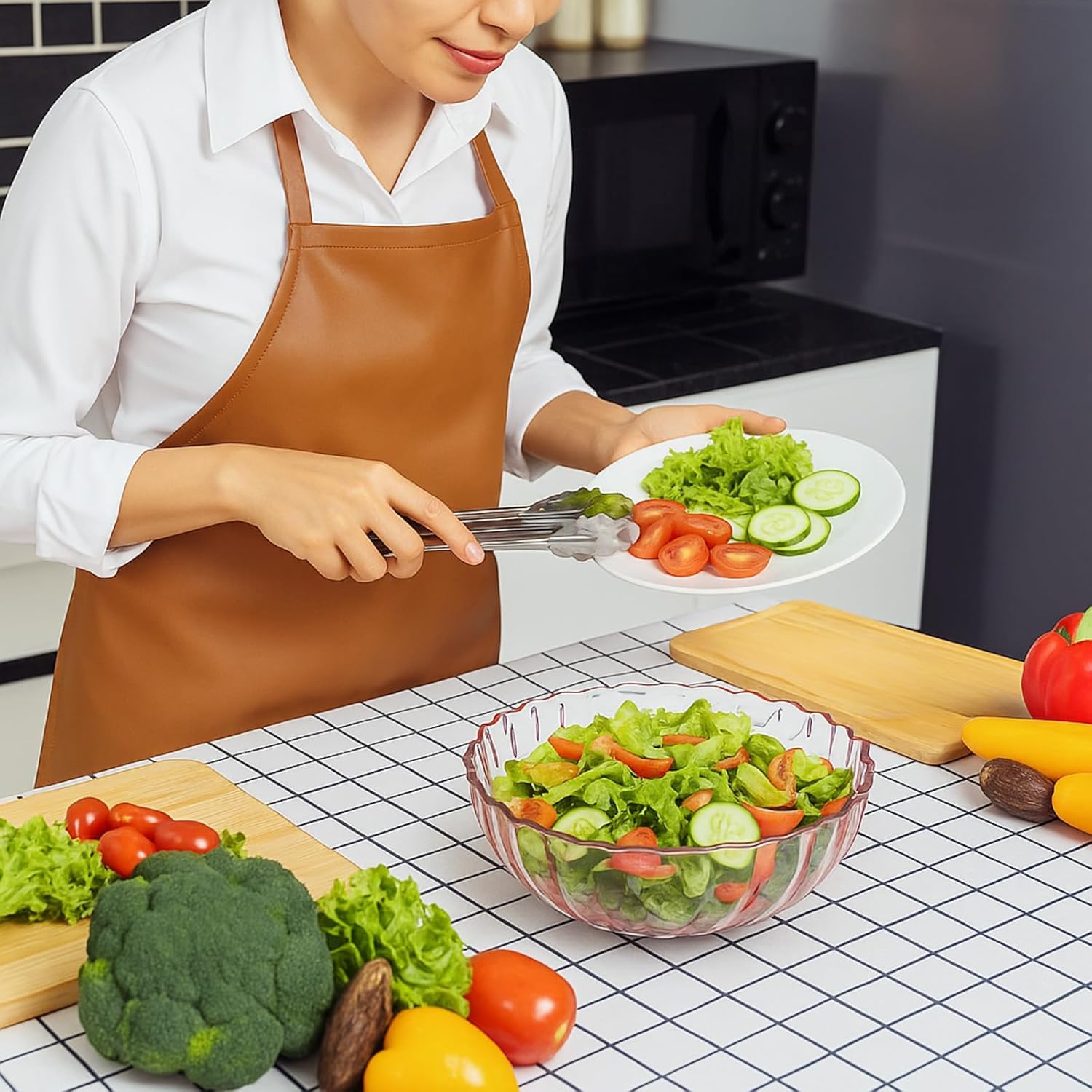 LemonRoad 6 Pack Plastic Serving Bowls Acrylic Salad Mixing Bowls Break Resistant Plastic Bowl for Vegetable Salad Fruit Popcorn Chip and Dip, Multicolor