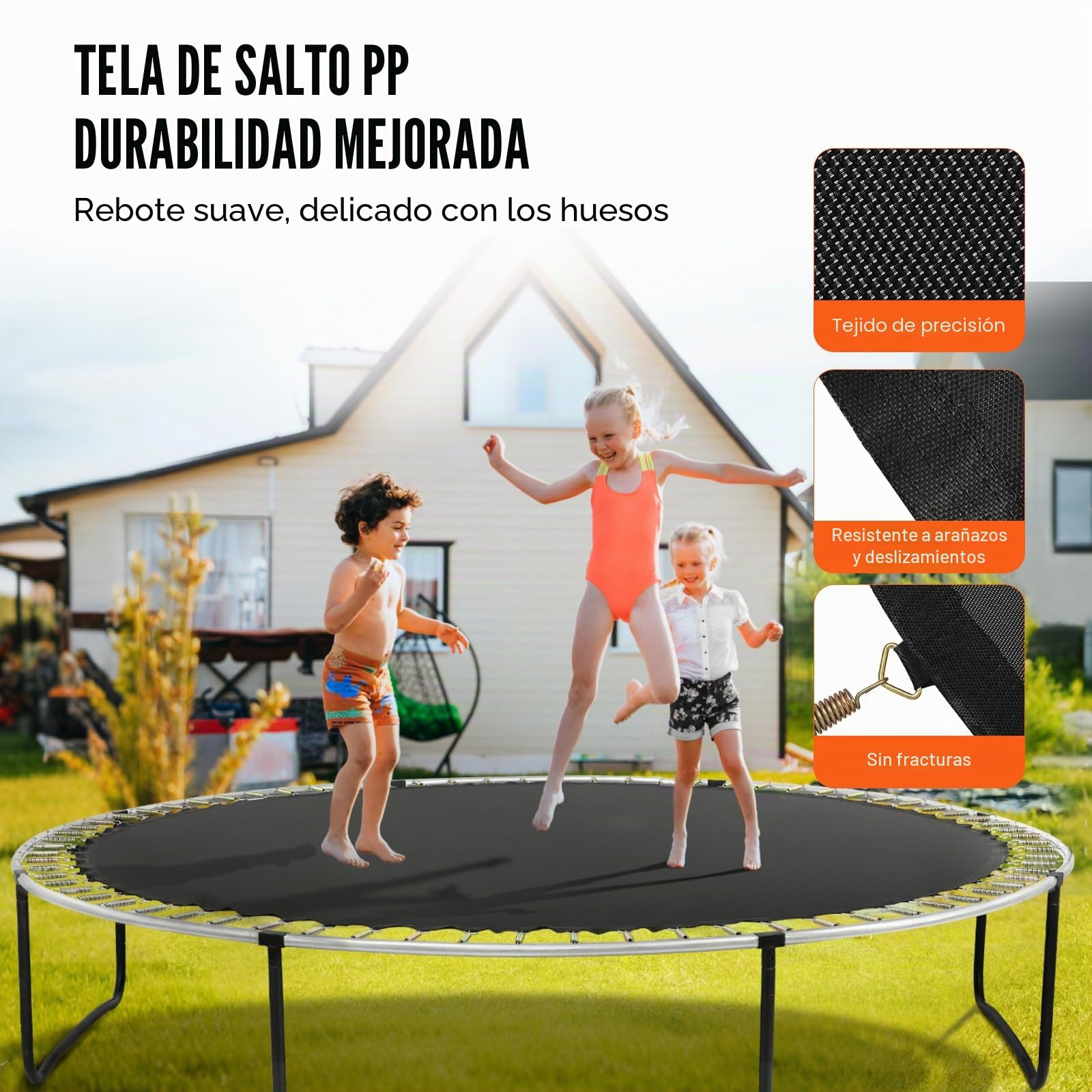 VEVOR Colchoneta de Repuesto para Trampolín, Se Adapta a Un Marco de 426 cm, Resistente a los Rayos UV con Herramienta de Resorte y Anillos en V Duraderos, Se Adapta a Resortes 16,5-17,8 cm de Largo